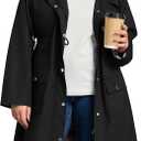 Plus Size Rain Jackets for Women Raincoats Waterproof Windbreaker Jacket Hooded Outdoors Trench Coat with Pockets, 3XL