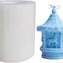 Carousel Shaped Silicone Candle Mold, Silicone Soap Mold Fondant Chocolate Cake Mould Epoxy Resin Casting Mold DIY Wax, Polymer Clay, Plaster