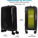 KINGSLONG Luggage Suitcase Travel Collapsible Expandable: 20 Inch Foldable Carry On Rolling Spinner Wheel - Hardside Lightweight Expandable Hardshell TSA Approved Lock for Women Men Black, 14.57 x 9.45 x 21.65 inches