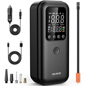 NUSTE Tire Inflator Portable Air Compressor, 3X Fast Air Pump for Car Tires, 150PSI Electric Tire Pump with Digital Pressure Gauge, LED Light, Bike Pump, Motorcycle, Ball, Car Accessories