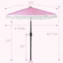6 Ft Fringe Patio Umbrella - Outdoor Umbrella for Patio, Pool, Table, Garden, & Deck, Push Button Tilt Pole - Fashionable Vintage Tassels - White