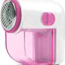 Fabric Shaver, Lint Remover for Clothes, Electric Lint Shaver with 3-Leaf Blades, Battery Operated, Remove Clothes Fuzz, Lint Balls, Pills, Pink and White