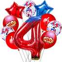 Cartoon Hero 40 Inch Red and Blue Spider Theme Number Foil Birthday Decoration Balloons, Cartoon Party Birthday Supplies, Number large Balloons for Spider Theme Party (4)