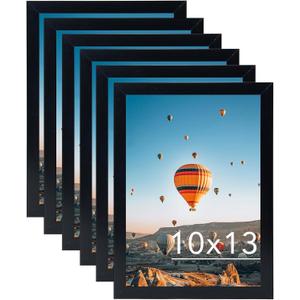 JCJMY 10x13 Picture Frame Set of 6 Black for Wall Hanging, Wall Mounting Horizontally or Vertically, 10 x 13 Wall Gallery Poster Photo Frame with Shatter Resistant Plexiglass, 6 Pack, Black