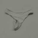 SHEKINI Women's Brazilian U-Cut Thong Bikini Bottom High Waisted Swimsuit Bottom (White, Medium)