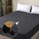 Waterproof Mattress Protector Queen, Fitted Sheet Style Breathable Mattress Cover with Deep Pocket Fits Up to 18'', Machine Washable Noiseless Bed Cover for Kids Adults Pets (Dark Gray, 60'' X 80'')