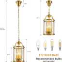 LMQNINE Antique Brass Pendant Lights Kitchen Island Gold 3 Light Chandelier 7.87 in Brass Solder Glass Pendant Light Bedroom Dining Room Entryway Vintage Light Fixture 1 Pack
