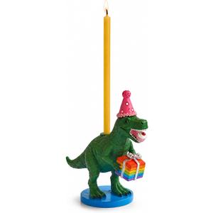 Dinosaur Birthday Candle Holder with 2 Yellow Candle | Cute T-Rex Cake Topper for Kids Birthday Party Decorations Candlestick Holders Baby Shower Birthday Party Celebration