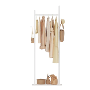 Large Metal Coat Rack Freestanding, Modern Coat Hanger Stand with 2 Hooks and Heavy Rock Slab Base, Industrial Clothes Rack, Garment Rack, 19.7 x 11.8 x 68.9 In, White, GYJ202MW