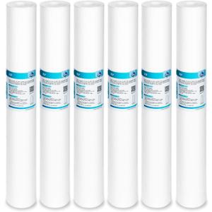 Membrane Solutions 5 Micron Sediment Water Filter Replacement Polypropylene Cartridge 20" x 2.5" for Whole House Filter System - 6 Pack