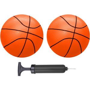 ABAJI Mini Basketballs Orange 2 PCS 5" Set with Random Color Pump Needle Durable Material for Mini Hoop Toddlers Kids Teenagers for Pool Indoors Outdoors