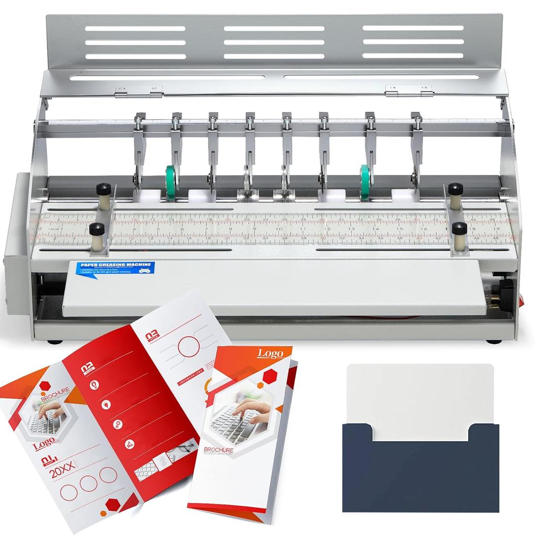 Mxmoonant Electric Creasing Machine Plus with 2X Creasing, 2X Perforating, 2X Cutting Blades, 25r/min Paper Creaser Perforator Cutter Folder for Greeting Cards Invitations Tickets 470mm 110V