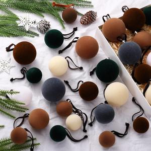 40 Pcs Velvet Christmas Balls Flocked Christmas Tree Hanging Ornaments Neutral Shatterproof Plastic Velvet Ball for Xmas Tree Decor(Dark Brown, Light Brown, Gray, Dark Green, Cream, White)