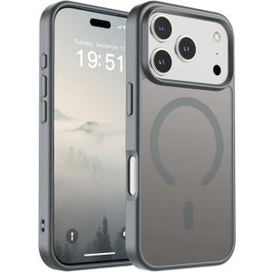 SUPFINE Magnetic for iPhone 17 Pro Case (Compatible with MagSafe)(Military Grade Drop Protection) Translucent Matte Shockproof with Anti-Fingerprint Phone Cover,Gray
