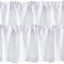 Chyhomenyc White Valances for Window, Light Filtering Short Curtains for Kitchen Bedroom Living Room, Rod Pocket Top Small Window Treatment Valance RV Bunk Panels, 60" Wx18 L, 2 Pieces