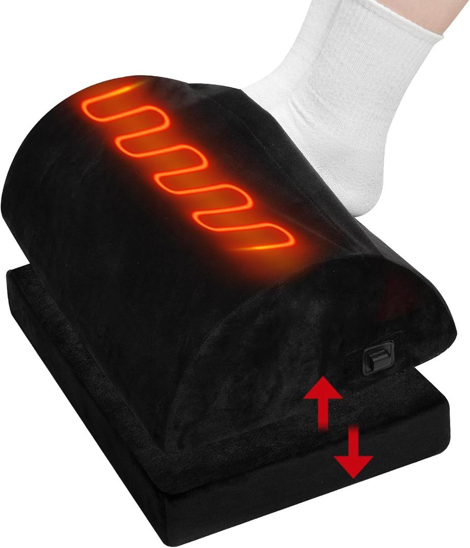 Foot Rest for Under Desk at Work, Ergonomic Footrest for Office, Foot for Feet Pocket with Double Layer Adjustable Height and Washable Cover, Removable Heating Accessories, Black (Heatable) Foot Rest for Under Desk at Work, Ergonomic Footrest for Office, Foot for Feet Pocket with Double Layer Adjustable Height and Washable Cover, Removable Heating Accessories, Black (Heatable)