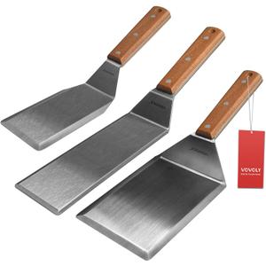 Stainless Steel Spatula Set, Grill Spatula Set with Full Tang Handle & Beveled Edges, Long Wide Spatula for Cast Iron Griddle BBQ Flat Top Grill, Pancake Turner, Smash Burgers Metal Flipper (3" x 8", 5" x 6", 3" x 5")