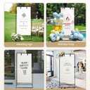 Wedding Welcome Sign Stand, Welcome to our Wedding Sign Holder, Black Easel Stand for Sign Poster With Design Bundle & Ground Stakes & Leather Sign Hanging Straps, Linen Sign Stand for Wedding Decor