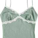 Women's Lace Trim Casual Cami Top (Mint Green, XS)