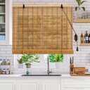 34x72 Inch Bamboo Blinds for Interior Windows, UV Protection Roman Bamboo Curtains, Light Filtering & Easy to Install Roller Shades Window Shades for Patio Indoor Outdoor, Carbonized
