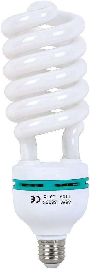 85W Light Bulb 5500K CFL Daylight Spiral Softbox Bulb in E27 Socket for Photography Photo Video Studio Lighting White 1 Pack