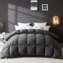 L LOVSOUL Goose Feather Down Fiber Comforter King Size, 100% Organic Cotton Fabric Duvet Insert,1200TC,750+FP, Hotel Collection, All Season Grey Bedding Comforters with 8 Tabs