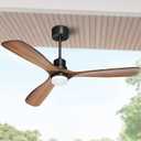 Obabala 52" Ceiling Fans with Light Remote Control Outdoor Wood Ceiling Fans with LIght for patios Noiseless Reversible DC Motor (52-inch, Walnut)