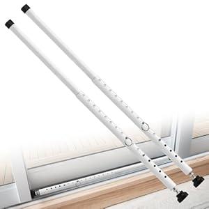 Supforce Sliding Door Security Bar, 17-55 inch Adjustable Patio Door Security bar with Rubber Tips, Heavy Duty Window Security Bars for Home Security, 2 Pack, Black