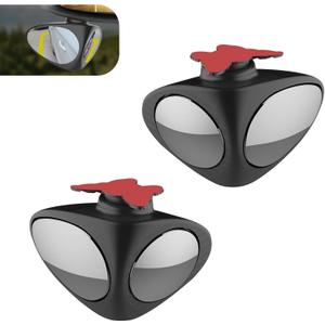 2PCS Car Blind Spot Mirror, HD Crystal Glass Blind Spot Mirror with ABS Scratch-resistant Shell, 360 Degrees Freely Adjustable Dual-sided Rearview Assist Accessories, for Most Cars (Black)
