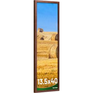 13.5x40 Picture Frame, Distressed Farmhouse Wood Pattern Panoramic Picture Frame, Horizontal and Vertical, Plexiglass,Wall Dcor, Walnut,1Pack