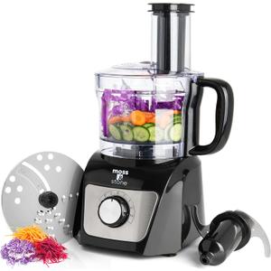 Moss & Stone Food Processor 8 Cup Strong Vegetable Chopper for Dicing, Chopping, Mincing, & Puree 500 Watts, Chopper With 2 Speeds, Perfect Baby Food Processor (Black) (8 Cups)