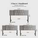 Upholstered Tufted Headboard, 3 in 1 Headboard for Full/Queen/King Size Bed, Height & Width Adjustable Head Boards, Attach Frame, Study & Comfortable, Ideal for Bedroom, Dorm, Guest Room, Grey