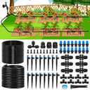 230FT New Quick-Connect Drip Irrigation System Kit, Automatic Garden Watering Misting System for Greenhouse, Yard, Lawn, Plant with 1/2 inch Hose 1/4 inch Distribution Tubing and Accessories