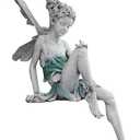 MBVBN Angel Figurine Outdoor Garden Fairy Statue, 9 ''Garden Sculpture Resin Angel Craft Home Table Ornaments for Lawn Yard Art Porch Patio Decorations Christmas Housewarming Gift (White)