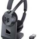 Soothielec Wireless Headset with Mic for Work, Bluetooth Headset with Noise Cancelling Microphone, Headphones with Mic Mute & USB Dongle for PC/Computer/Laptop/Cell Phones/Remote Work/Call Center