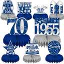 LINAYE 70th Birthday Decorations for Men - Blue and Silver Honeycomb Centerpieces for 70 Year Old Birthday Party 70th Birthday Centerpieces for Table Seventy Birthday Vintage Decorations Decor