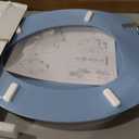 Angol Shiold Wood Toilet Seat, Zinc Alloy Hinges (Elongated, Blue)