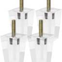 LC LICTOP Clear Acrylic Couch Legs, 3-1/4 Inch Height Square Support for Furniture Table Chair Desk Cabinet, M10 Bolt, 2 Inch Width, 4 Pcs Transparent Sofa Feet