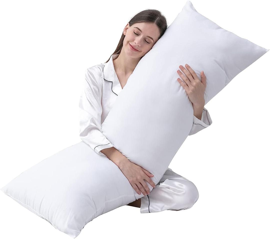 DOWNCOOL Large Body Pillow Insert- Breathable Full Body Pillow for Side Sleeper - Soft Long Bed Pillow for Adults - 20 x 54 inch (White)
