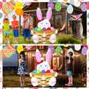 HZGDEJTG 3.5FT Easter Outdoor Inflatable Decoration: Bunny on a Flower Basket, with Built-in LED Lights, Suitable for Lawns, Gardens, and Patios.