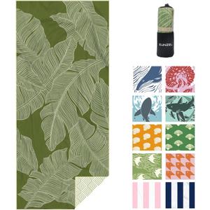 Eunzel Microfiber Beach Towel, Quick Dry Travel Towel Large Sand Free Towel for Beach, Camping, Swim Pool, Gym, Sports& Yoga 71"x32", Palm Green