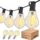 DAMAING Outdoor String Lights 100FT Patio String Lights Waterproof with 43 Shatterproof Dimmable A39 LED Edison Bulbs Connectable Outdoor Lighting for Backyard Bistro and Balcony 2700K (Black)