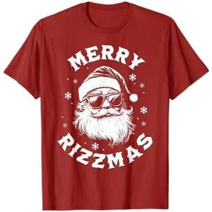 Merry Rizzmas Kids Teens School Funny Christmas Santa Claus T-Shirt, M