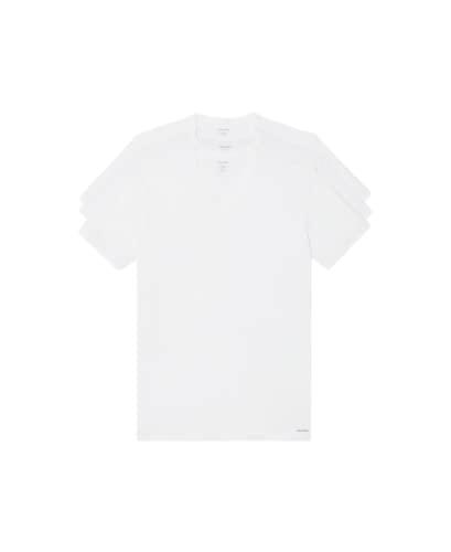 Calvin Klein Men's Cotton Stretch Undershirt Packs, 3 White-Vneck, Small