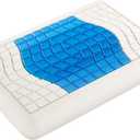 Medium Essential Gel Pillow 4.5" Memory Foam w/ Cooling Gel Zone for Heat Reduction, Compact Profile for All Sleep Positions & Travel, Washable Cover, Pressure Relief & Neck Alignment Italian-Made