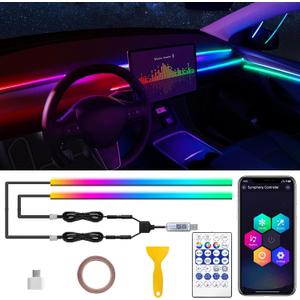 Dreamcolor Acrylic Interior Car LED Strip Light with USB/Type C, RGB 2 in 1 with 59.04 inches LED Strip, Dynamic Chasing Music Sync Neon Ambient Lighting Kits