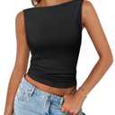 Trendy Queen Women Going Out Summer Tank Tops Spring Casual Basic Cute 2026 Sleeveless Shirt Vacation Fashion Outfit Clothes Small Black