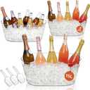 3 PCS Ice Buckets for Parties, 15L Large Ice Bucket, 4 Gallon Champagne Bucket with Scoops, Beverage Tub Mimosa Bar Supplies for Champagne, Beer, Cocktail