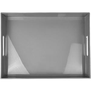 Grey Decorative Tray, Rectangular Large Serving Tray with Handles, Plastic Coffee Table Tray for Ottoman, Living Room, Kitchen Tabletop, 15.7 x 11.8 x1.6