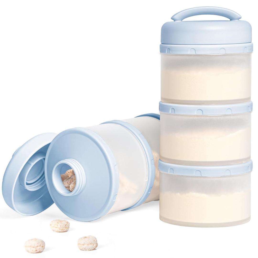Termichy Stackable Formula Dispenser Portable Milk Powder Container, 2 Pack, Misty Blue